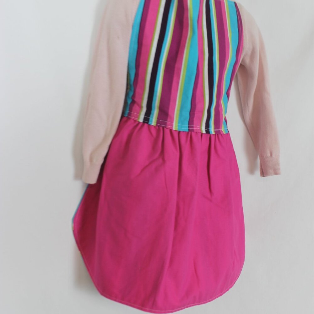 Novelty Print Apron Children Pink, Blue & White Reversible Full Gathered Size 3- - Picture 7 of 9